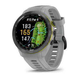 Approach® S70 - 42 mm Black/Amp Yellow Ceramic Bezel with Powder Gray Silicone Band