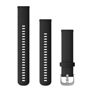 Quick Release Bands (20 mm) Black with Silver Hardware