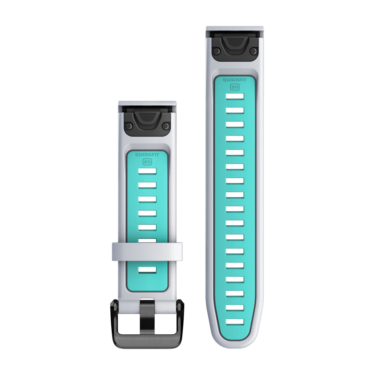 QuickFit® 20 Watch Bands Whitestone/Aqua Silicone - Image 2