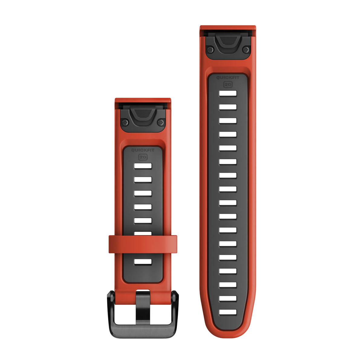 QuickFit® 20 Watch Bands Flame Red/Graphite Silicone - Image 2