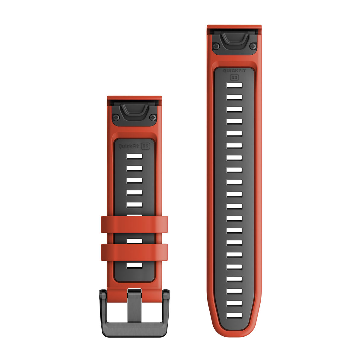 QuickFit® 22 Watch Bands Flame Red/Graphite Silicone - Image 2
