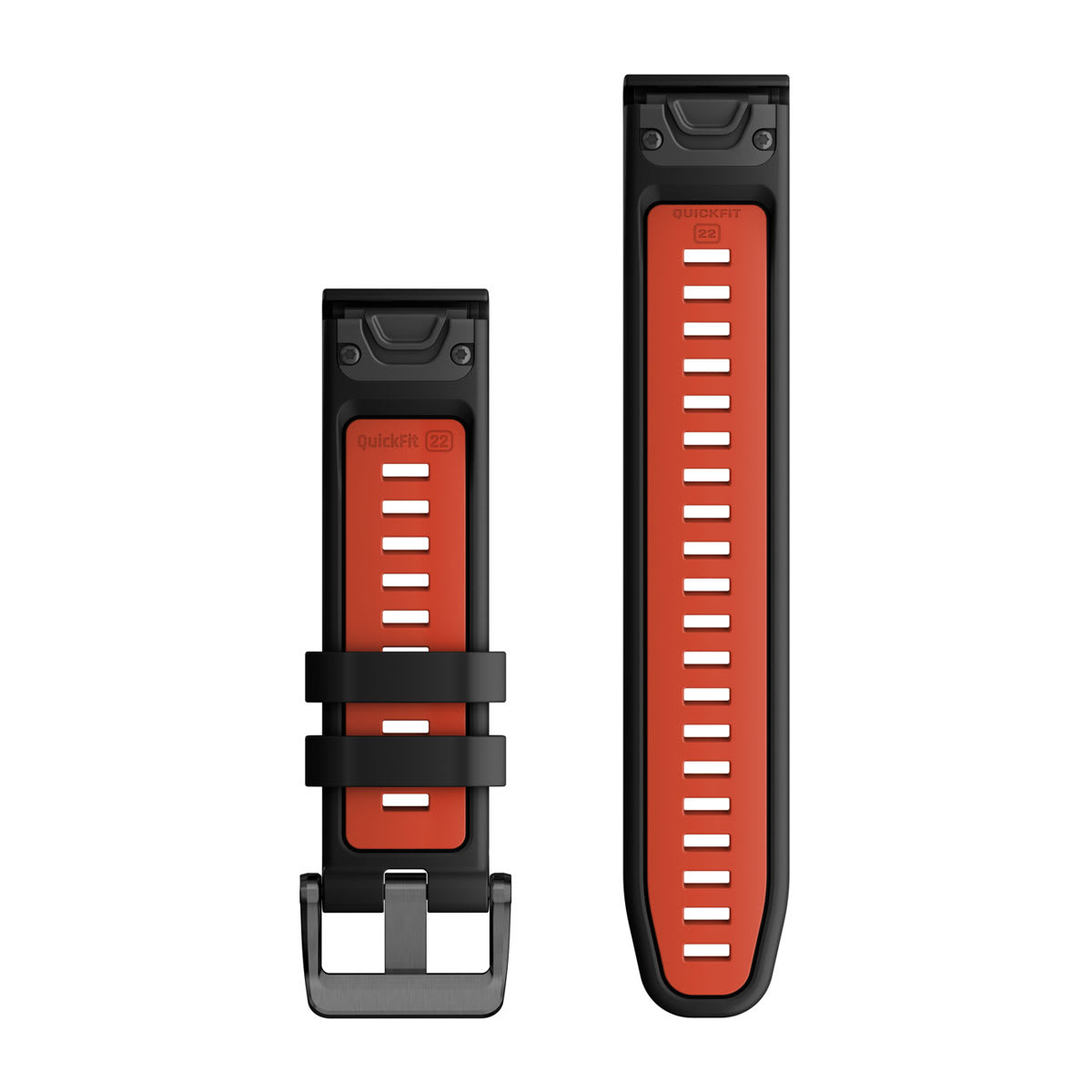 QuickFit® 22 Watch Bands Black/Flame Red Silicone - Image 2