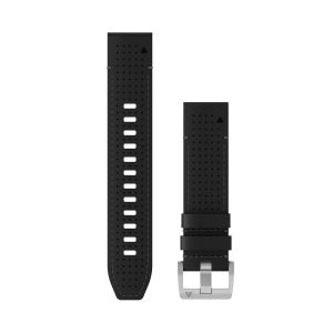 QuickFit® 22 Watch Straps (MARQ™) Leather/FKM Hybrid Strap, Black/Green