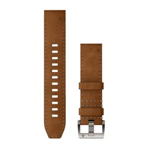 QuickFit® 22 Watch Straps (MARQ™) Leather/FKM Hybrid Strap, Brown/Black