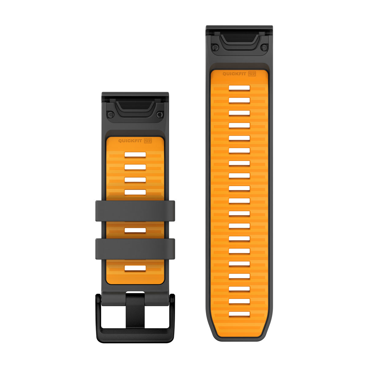 QuickFit® 26 Watch Bands Graphite/Spark Orange Silicone - Image 2