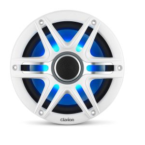Clarion® CMSP Marine Speakers 7.7" with LED and White  and Gray Sport Grille (CMSP-771RGB-SWG)