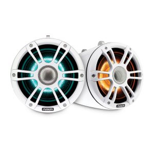 Fusion® Signature Series 3 Marine Wake Tower Speakers 6.5" 230 Watt Sports White Marine Wake Tower Speakers (Pair) with CRGBW