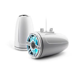 JL Audio® M6 Enclosed Tower Speakers 7.7" with LED and White Sport Grille (M6-770ETXv3-Gw-S-GwGw-i)
