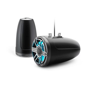 JL Audio® M6 Enclosed Tower Speakers 8.8" with LED and Titanium Sport Grille (M6-880ETXv3-Sb-S-GmTi-i)