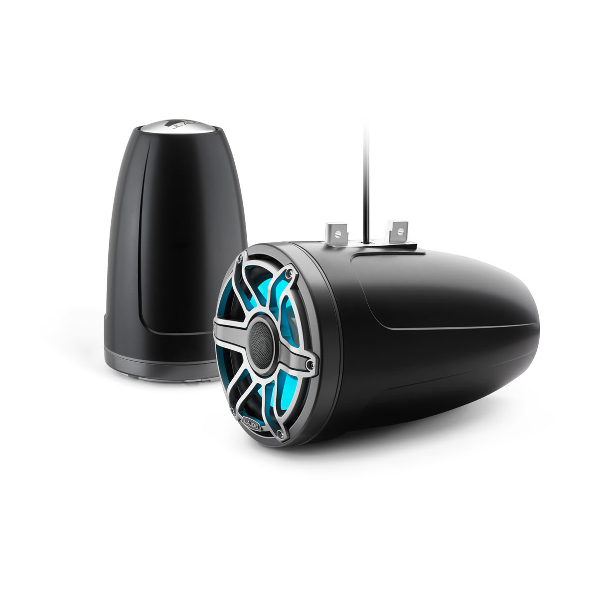 JL Audio® M6 Enclosed Tower Speakers 8.8" with LED and Titanium Sport Grille (M6-880ETXv3-Sb-S-GmTi-i)